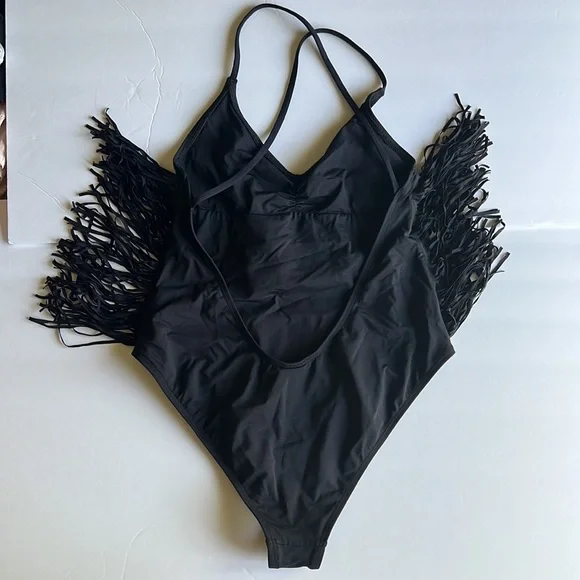 L*Space Black Fringe One Piece Swimsuit - Picture 8 of 10